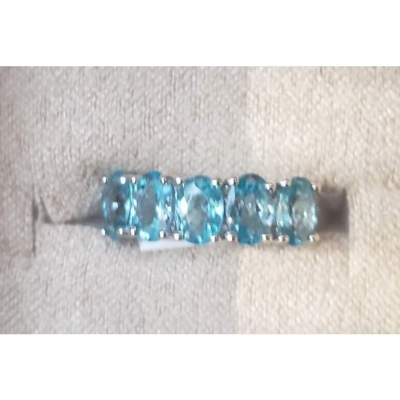 Blue Topaz more than 3 ctw rhodium over sterling silver ring size 6 - Picture 1 of 5